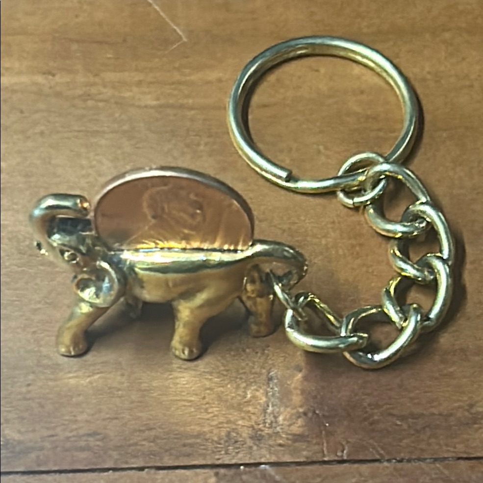 Lucky Penny Gold Elephant Lottery Ticket Keychain